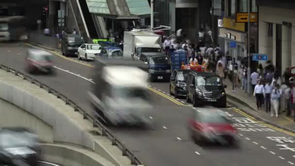 Hong Kong Agosto 2023 Lapso Tempo Carros Estacionados Ônibus Rua — Vídeo de Stock