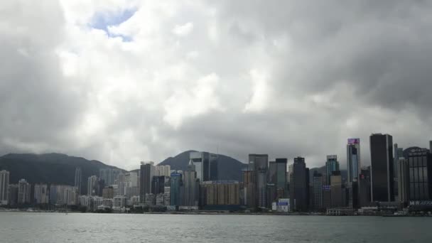 Гонконг Августа 2023 Года Прошло Время Облака Лодки Двигались Горизонту — стоковое видео