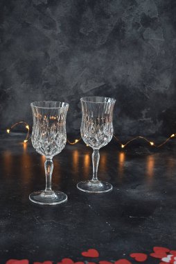 Valentine background with wine, roses and candle.