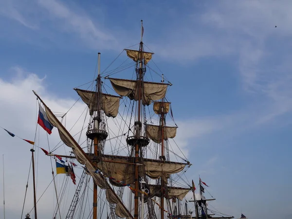 stock image Exhibition of classic and old boats in Portugalete. Spain.