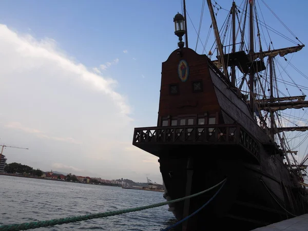 Portugalete Pueblo Pescadores Vizcaya Con Una Exposición Barcos Antiguos España — Foto de Stock
