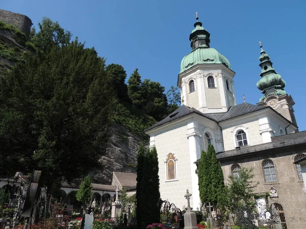 Salzburg Ausztria Városa Kilátással Alpokra — Stock Fotó