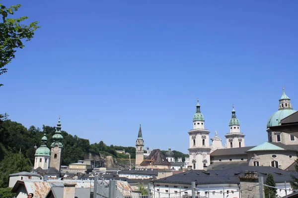 Salzburgo Cidade Áustria Com Vista Para Alpes — Fotografia de Stock