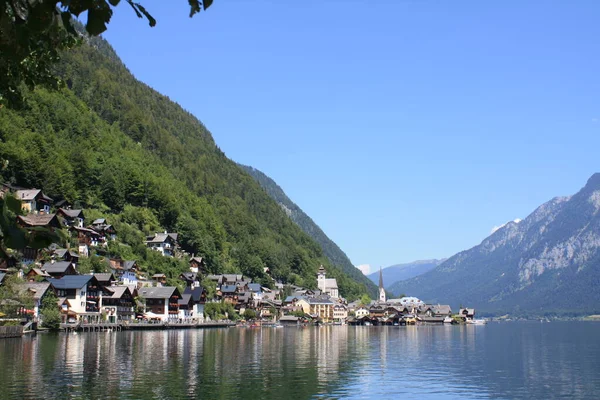 Hallstatt Hermosa Ciudad Austriaca Orillas Lago —  Fotos de Stock