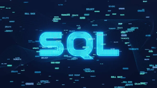 Sql Слово Sql Інструкції Structured Query Language Код Синьому Тлі Стокове Зображення