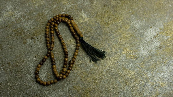 wooden tasbih beads isolated. islamic prayer beads