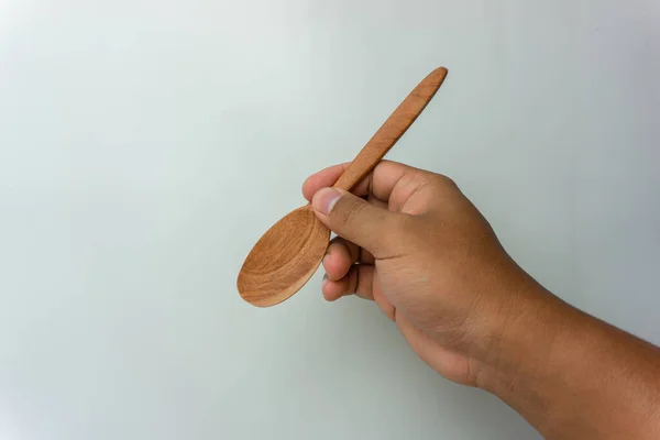 배경에 외따로 Wooden Spoon — 스톡 사진