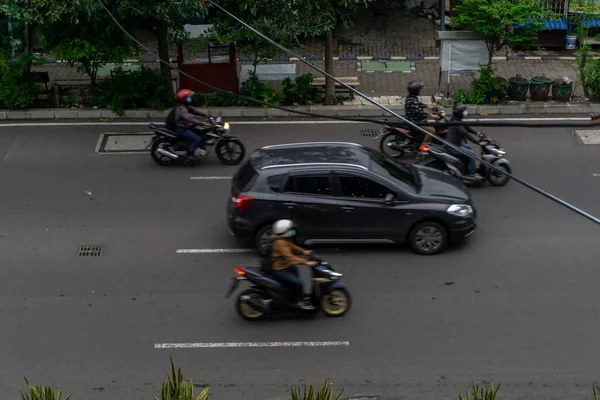 Surabaya Indonésie Nov 2021 Auta Motocykly Dopravní Zácpě Ulici Jemur — Stock fotografie