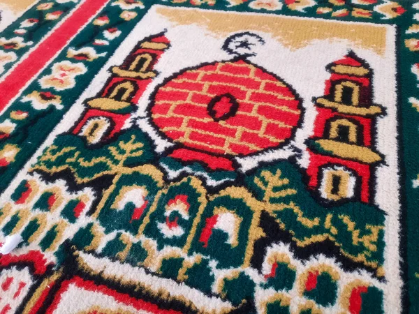 Muslim prayer rug with mosque pattern. Praying mats. Mosque flooring