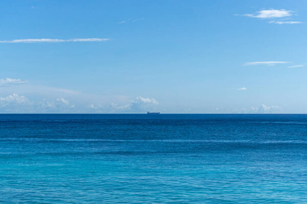Seascape from high perspective. Top view of ocean sea water. Deep ocean in daylight. Calm and relaxing concept