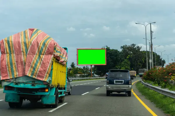 Blank white billboard at the highway. Copy space signboard or outdoor billboards on freeway, Concept of announcements and advertisements