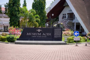 Aceh museum in Banda Aceh, Indonesia. front view of Aceh old traditional house. clipart