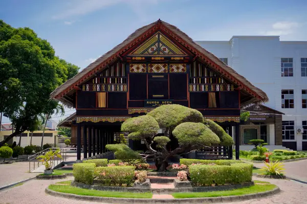 stock image Aceh museum in Banda Aceh, Indonesia. front view of Aceh old traditional house.