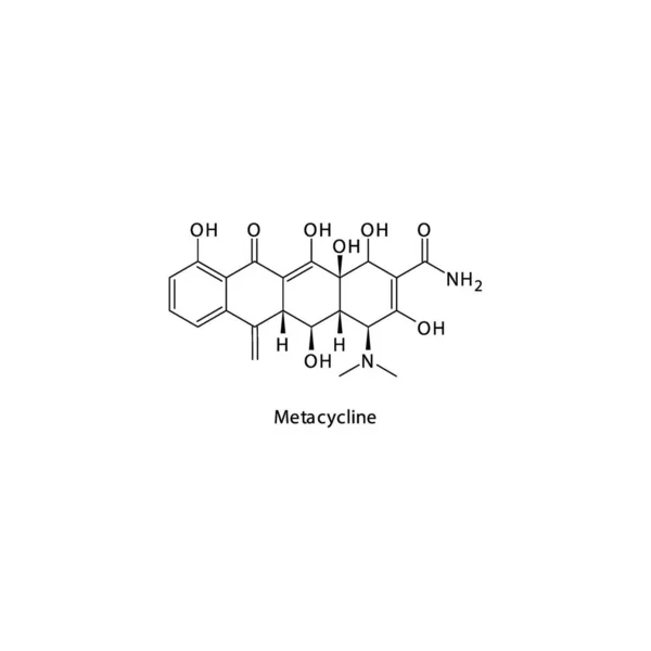 Metaciclina Estructura Molecular Esquelética Plana Medicamento Antibiótico Tetraciclina Utilizado Tratamiento — Archivo Imágenes Vectoriales