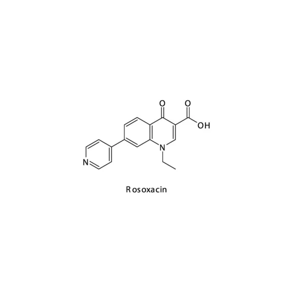 Rosoxacin Flat Skeletal Molecular Structure Quinolone Antibiotic Drug Used Bacterial — Stock Vector