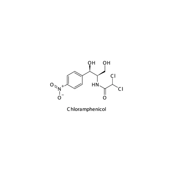 Chloramfenikol Płaski Szkielet Struktura Molekularna Antybiotyk Amfenikol Stosowany Leczeniu Zakażeń — Wektor stockowy