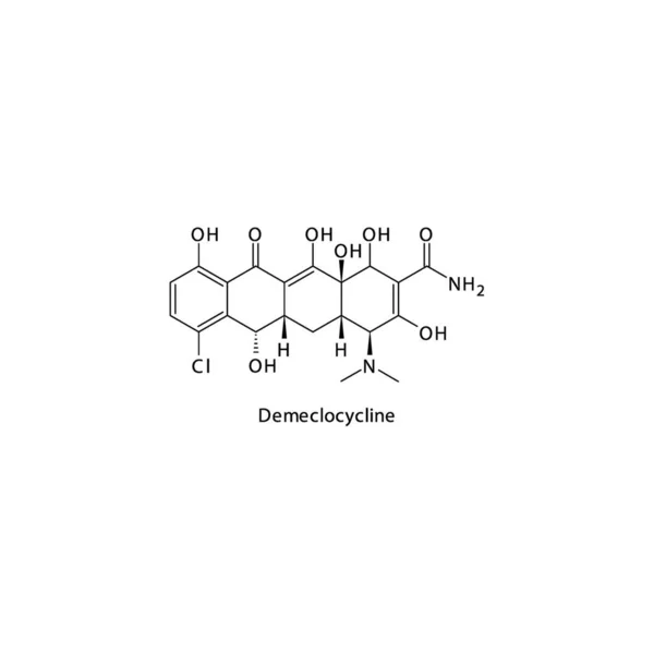 Demeclociclina Estructura Molecular Esquelética Plana Medicamento Antibiótico Tetraciclina Utilizado Tratamiento — Archivo Imágenes Vectoriales