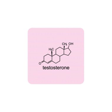 testosterone skeletal structure diagram.Steroid hormone compound molecule scientific illustration on pink background. clipart