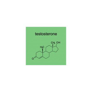 testosterone skeletal structure diagram.Steroid hormone compound molecule scientific illustration on green background. clipart