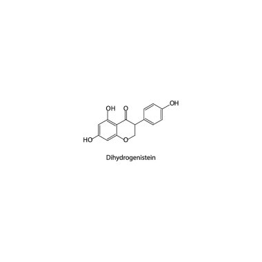 Dihydrogenistein skeletal structure diagram.Isoflavanone compound molecule scientific illustration on white background. clipart