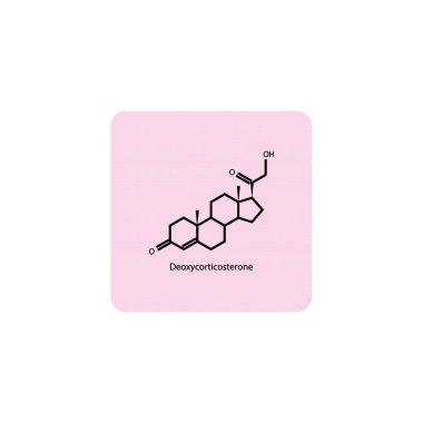 Deoxycorticosterone skeletal structure diagram.Mineraolcorticoid hormone compound molecule scientific illustration on pink background. clipart