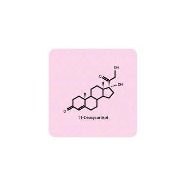11-Deoxycortisol skeletal structure diagram.Mineraolcorticoid hormone compound molecule scientific illustration on pink background. clipart