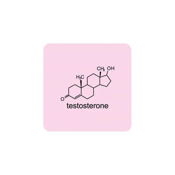stock vector testosterone skeletal structure diagram.Steroid hormone compound molecule scientific illustration on pink background.