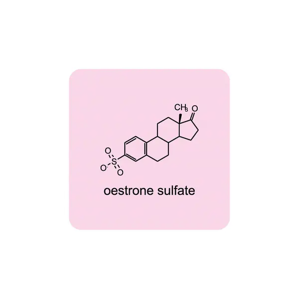 stock vector oestrone sulfate skeletal structure diagram.Steroid hormone compound molecule scientific illustration on pink background.