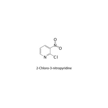 2-Chloro-3-nitropilin iskelet yapısı. Halüsinasyon görmüş nitropiridin bileşik şematik illüstrasyon. Basit diyagram, kimyasal formül..