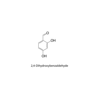 2,4-Dihydroxybenzaldehyde iskelet yapısı. Benzaldehit bileşik şematik çizim. Basit diyagram, kimyasal formül..