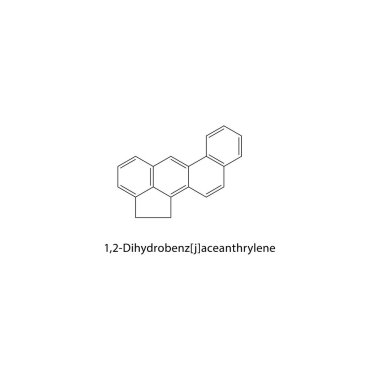 1,2-Dihydrobenz (j) -aceanthrylene iskelet yapısı. Polisiklik Hidrokarbon bileşiği şematik illüstrasyon. Basit diyagram, kimyasal formül..