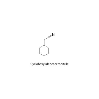 Cyclohexylidenasetonitrile iskelet yapısı. Nitrile bileşik şematik illüstrasyon. Basit diyagram, kimyasal formül..
