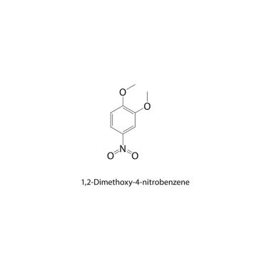 structural formula and name of a chemical compound. This compound is 1,2-dimethoxy-4-nitrobenzene.