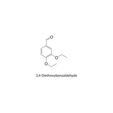 3,4-Diethoxybenzaldehyde iskelet yapısı. aromatik aldehit bileşiği şematik illüstrasyon. Basit diyagram, kimyasal formül..