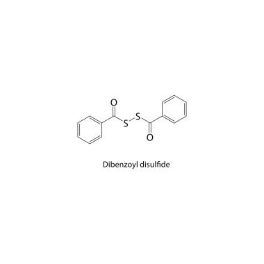 Dibenzoyl disülfür iskelet yapısı. Disülfid bileşik şematik çizim. Basit diyagram, kimyasal formül..