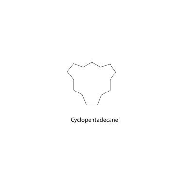 Cyclopentadecane iskelet yapısı. Cycloalkane bileşik şematik illüstrasyon. Basit diyagram, kimyasal formül..