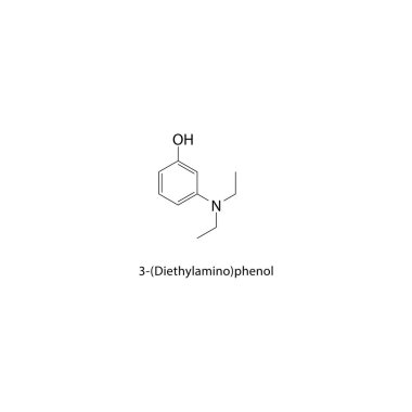 3 - (Diethylamino) fenol iskelet yapısı. aromatik amine bileşiği şematik illüstrasyon. Basit diyagram, kimyasal formül..