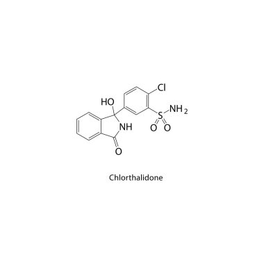 Chlorthalidone is a diuretic used to treat hypertension. Its complex structure contains a benzene ring, chlorine, a sulfonamide group,