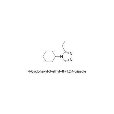 4-Cyclohexyl-3-etil-4H-1,2,4-triazol iskelet yapısı. Triazole bileşik şematik çizimi. Basit diyagram, kimyasal formül..