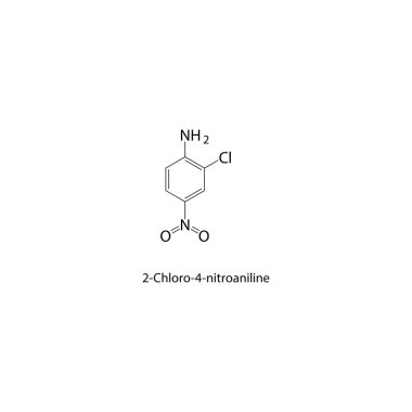 2-kloro-4-nitroanilin iskelet yapısı. Nitroanilin türevi bileşik şematik çizim. Basit diyagram, kimyasal formül..