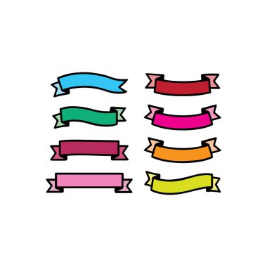 Renkli Kurdele Banner Simgeleri Koleksiyonu Çeşitli Şekiller ve Etiketler, Rozetler ve Satış Etiketleri Düz Tasarım Vektörü, Web, Pazarlama ve Grafik Şablonları