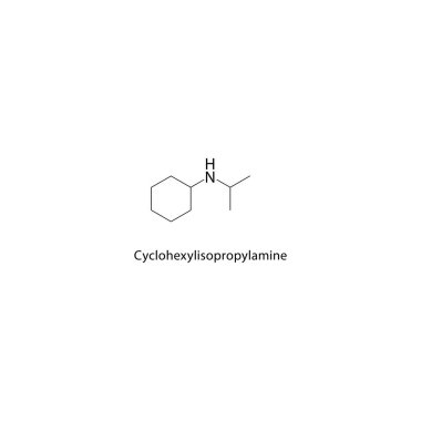 Cyclohexylisopropylamine iskelet yapısı. Amin bileşik şematik çizim. Basit diyagram, kimyasal formül..