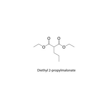 Dietil 2-propilmalonat iskelet yapısı. Malonate Ester bileşik şematik çizimi. Basit diyagram, kimyasal formül..