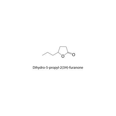 Dihydro-5-propil-2 (3H) -furanon iskelet yapısı. Propyl Furanone bileşik şematik illüstrasyon. Basit diyagram, kimyasal formül..