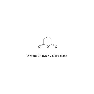 Dihydro-2H-pyran-2,6 (3H) -dione iskelet yapısı. Pyrandione bileşik şematik illüstrasyon. Basit diyagram, kimyasal formül..