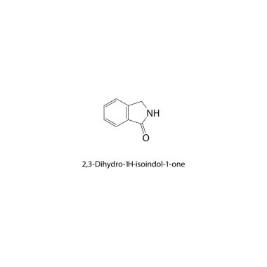 2,3-Dihydro-1H-isoindol-1-one skeletal structure. Isoindolinone compound schematic illustration. Simple diagram, chemical formula.
