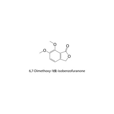 6.7-Dimethoxy-1 (3H) -izobenzofuranon, daha yaygın olarak meconin iskelet yapısı olarak bilinir. Basit diyagram, kimyasal yapı.