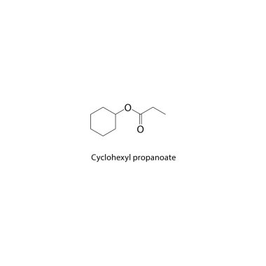 Cyclohexyl propanoate iskelet yapısı. Ester bileşik şematik çizimi. Basit diyagram, kimyasal formül..