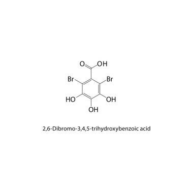 2,6-Dibromo-3,4,5-trihidroksibenzoik asit için kimyasal yapının bilimsel temsili.