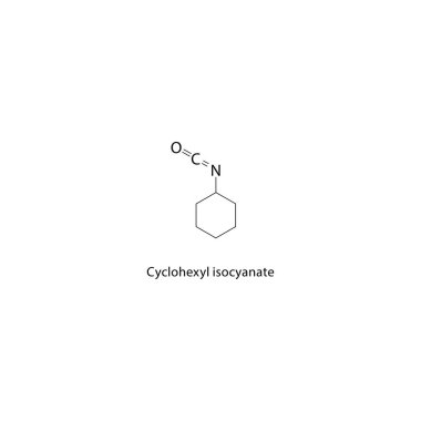 Cyclohexyl izosiyanat iskelet yapısı. İzolasyon bileşik şematik illüstrasyon. Basit diyagram, kimyasal formül..